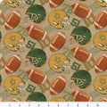 Benartex Touchdown - Football Season Tan/Multi 1/2 yd