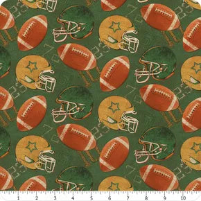 Benartex Touchdown - Football Season Green/Multi 1/2 yd