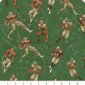 Benartex Touchdown - Football Players Green/Multi 1/2 yd