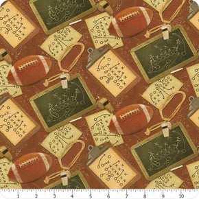 Benartex Touchdown - Grid Iron Leather/Multi 1/2 yd