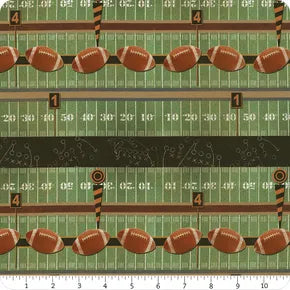 Benartex Touchdown - Grid Iron Stripe Green/Multi 1/2 yd
