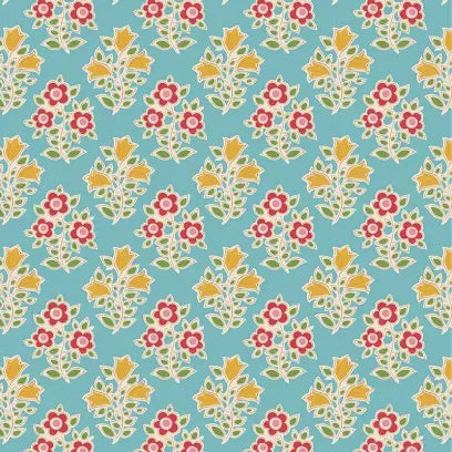 Tilda Jubilee – Farm Flowers Teal 1/2 Yard