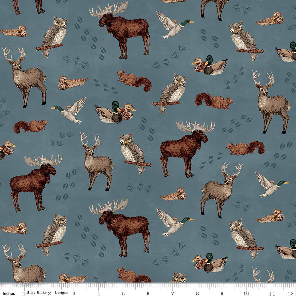 Whispering Pines 1/2 Yard – Animal Toss Blue