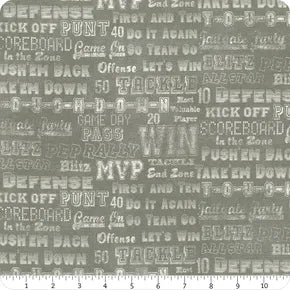 Benartex Touchdown - Cheer Em On Medium Gray 1/2 yd