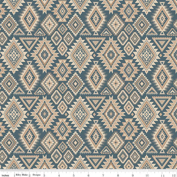 Whispering Pines 1/2 Yard – Geometric Blue